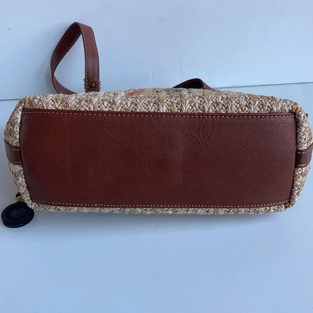 Sakroots small straw owl satchel handbag purse